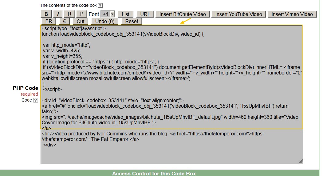 Fig 6.6: Oscailt 3.9 CodeBox Layout Custom Btns